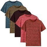 5-Pack Boys Athletic Quick Dry T-Shirts Youth Activewear Short Sleeve Tops（5-18 Years）