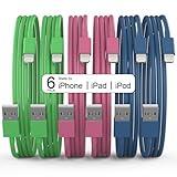 6Pack(3/3/6/6/6/10 FT) Original [Apple MFi Certified] iPhone Charger Fast Charging Lightning Cable iPhone Charger Cord for iPhone 14/13/12/11 Pro Max/XS MAX/XR/XS iPad AirPods-Green and Pink and Blue