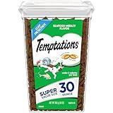 Temptations Classic Crunchy and Soft Cat Treats, Seafood Medley Flavor, 30 oz. Tub