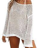 Bsubseach Crochet Cover Ups for Women Sexy Hollow Out Swim Cover Up Knit Summer Outfits White