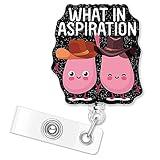 ERHACHAIJIA What in Aspiration Retractable Black Glitter Badge Reel with Clip, Funny Cartoon Lungs ID Card Badge Holder Gift for Nurses Doctors Respiratory Therapist Therapy RT Infectious Diseases