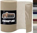 GORILLA GRIP powerGRIP Drawer Shelf and Cabinet Liner, Thick Strong Hold, Non-Adhesive Liners Protect Kitchen Cabinets and Cupboard, Bathroom Drawers, Easy Install, Breathable Mat, 12" x20', Beige