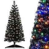 DEWUR Pre-Lit Artificial Christmas Tree, Warm White Lights, Colorful Lights, Includes Stand, 4 feet (Black)