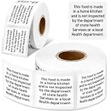 Janlaugh 500 Count Cottage Food Law Labels Stickers Made in a Home Kitchen Decal 1.5” Square Food Stickers Thermal Printed Labels for Home Kitchen