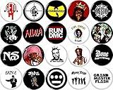 Hip Hop Rap set of 20 NEW 1" inch pin old school gangster east west coast LA NYC bronx