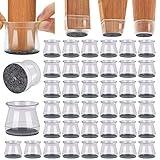 BUMACO 40Pcs Chair Leg Floor Protectors Chair Leg Protectors for Hardwood Floors Silicone Pads Covers to Protect Floors Universal L Clear Fit (1-5/16"~2")
