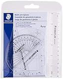 STAEDTLER Math Set - 4 pc Geometry Kit for Students - School Supplies with Clear Protractor, 6in Ruler & 2 Triangles – Metric & Imperial Scales