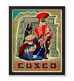 Poster Master Vintage Travel Poster - Retro Peru Print - Machu Picchu Art - Chic Gift for Him, Her, Travel Lover - South American Decor for Home, Office, Living Room, Bedroom - 8x10 UNFRAMED Wall Art