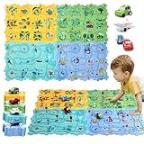 Ubegger Puzzle Racer Kids Car Track Set Puzzle Racer Car Track Set with Roadmap Puzzle Track Car Play Set Toy for Kids 3-8 Years Old(100Pcs, 4 Stytle)