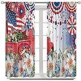 4th of July Decor Curtain Happy Independence Day Memorial Day Veterans Day Patriotic Fourth of July President's Day for Home Kitchen Restaurant Decoration Window Curtain 2Panel 42"W X 45"L