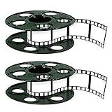 Beistle Movie Reel with Filmstrip Centerpieces, 2-Count Thin Plastic 3D Cinema Reels with 15-Foot Filmstrips, Customizable Hollywood Party Decorations for Red Carpet Events & Theater Themes, 9"