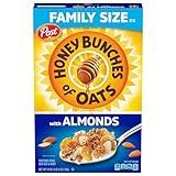Post Honey Bunches of Oats with Almonds Breakfast Cereal, Honey Cereal with Granola Clusters and Sliced Almonds, Family Size Cereal, 18 OZ Box