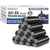 T.FORING 30-35 Gallon Trash Bags Heavy Duty 1.5 Mil - 35" x 37" 100 Count Large Black Garbage Bags 30+ Gallon Strong Plastic Trash Can Liners for Home Kitchen Commercial Lawn and Leaf