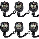 6 Pack Multi-Function Electronic Digital Sport Stopwatch Timer, Large Display with Date Time and Alarm Function,Suitable for Sports Coaches Fitness Coaches and Referees