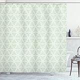 Ambesonne Vintage Shower Curtain, Classical Art Nouveau Style Floral Pattern with Renaissance Inspirations, Cloth Fabric Bathroom Decor Set with Hooks, 69" W x 70" L, Pale Green