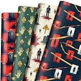 Pineraap Horror & Suspense Biohazard Theme Wrapping Paper 12 Sheets Evil Zombie Gift Wrap For Horror Fans,Suspense Enthusiasts,20"×28"