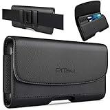 PiTau Holster for iPhone 16 16e Pro 15 14 13 12 11 & Pro Models Xs 10 X XR, Cell Phone Belt Holder Clip Case for Galaxy S25 S24 S23 S22 S21 S20, Men's ID Card Pouch Cover for Pixel 9 8 5, Black Medium