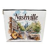 Ythuil Nashville Travelling Gifts Makeup Bag, Watercolor Gift, Nashville Souvenir, Travel Cosmetic Bag for Purse, Trip Favors for Traveller, Travelling Lovers, City Themed Organizer