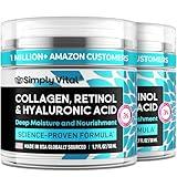 SimplyVital Collagen Face Moisturizer - Anti-Aging Retinol Cream for Face, Neck & Décolleté with Hyaluronic Acid - Made in USA, Daily Moisturizer Face Cream, 2-Pack