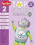 Evan-Moor Top Student, Grade 2 Workbook, 352 pages, Stickers, Poster, Reading, Writing, Spelling, Vocabulary, Phonics, Math, Science, STEM, SEL, Computer Science, Social Studies, Geography, Summer Fun