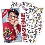 Transformers Temporary Tattoos for Kids (50 pack). Made in the USA w Certified Safe Ink. Birthday Party Supplies and Party Favors Kit. Bulk Temporary Tattoos Stickers Set for Girls and Boys.