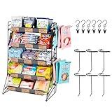 WWN 5-Tier Candy Display Rack - Snack Stand with Snack Clips - Versatile Counter Snack Shelf and Chip Rack for Stores - Black Metal Shelf with Hooks-Snack Organizer
