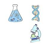 4pcs Science Brooches For Women Men Cute Microscope Beaker Chemical Molecular DNA Biological Experimental Tool Brooches Flask Brooch Science Badges Pin for Backpack Bag Accessories (DNA 4)