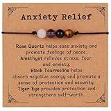 Korotho Anxiety Relief Bracelet for Women Men, Stress And Anxiety Reliefs Healing Crystal Gemstone Natural Stone Beaded Bracelets Anxiety Relief Item Spiritual Bracelet Ring Necklace for Her Him