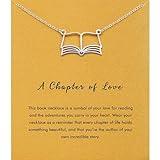 RZKING Book Lovers Gifts for Women, Book Necklace Teacher Thank You Gifts (Book)