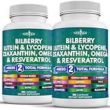 NEW AGE Eye Health Vitamins with Bilberry 300mg Lutein & Zeaxanthin 40mg Lycopene 40mg Resveratrol 100mg Grape Seed Extract 200mg Astaxanthin - Eye Vitamin -120 Count