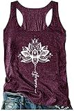 Summer Tops for Women 2025 Vacation Boho Beach Basic Tank Tops Ladies Trendy Graphic Racerback Shirt Workout Tops Outfit(Mandala Lotus-Purple,Large)