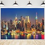 CRTPOD New York City Landscape Backdrop Manhattan Night Scenery Background Skyscraper Urban Light Photography Banner for Portraits Birthday Party Decorations Photo Photobooth Props 10x8ft