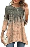 OFEEFAN Womens Plus Size Tops 3/4 Sleeve Womens Shirts Dressy Casual Tunics Or Tops to Wear with Leggings 3/4 Sleeve 3X