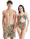PATPAT Couple Matching Swimsuits - Drawstring Waist Swim Trunks with Lining Board and Pocket Shorts Bathing Suits Him and Hers Hawaiian Swimwear Multi Floral for Men M