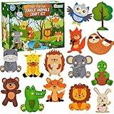 Garma Animal DIY Sewing Kits for Kids Age 6-12, Jungle Animal Sewing Set Craft Kits for Beginners Includes 14 Stuffed Animals, Educational Crafting and Sewing Kits for Girls and Boys Birthday Easter
