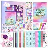 Nsrzua Gifts for 8 9 10 11 12 13 14 Year Old Girl - DIY Journal Kit for Girls,Toys for Ages 8-14 and Birthday Gifts for Girls,Fun, Cute Art & Crafts Kits,Scrapbook & Diary Supplies Toy Set