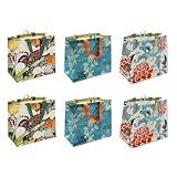 Earthwise Reusable Grocery Shopping Bags Extremely Durable Multi Use Large Stylish Fun Foldable Water-Resistant Totes (6 bags/2 of each print)