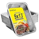 GrillChef Aluminum Foil Pans, Disposable 9x13 Baking Pans, 30 Pack Tin Foil Pans Holders Half Size for Cake, Steam Table, Cooking, Heating, Storing, Aluminum Trays Heavy Duty