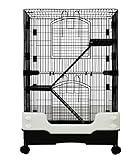 Homey Pet 3 Levels Chinchilla Ferret Pet Crate Small Animals Cages for Rat, Hamster, Guinea Pig, Squirrel, Include Caster Tray and Urine Guard (Black)