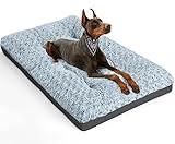 POCBLUE Deluxe Washable Dog Bed for Large Dogs Dog Crate Mat 35 Inch Comfy Fluffy Kennel Pad Anti-Slip for Dogs Up to 60 lbs, 35" x 23", Grey
