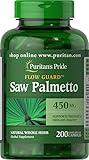 Puritan's Pride Flow Guard™ Saw Palmetto Extract 450mg, Natural Whole Herb Traditional Herbal Dietary Supplement for Mens Prostate and Urinary Health Support, 200 Rapid Release Capsules