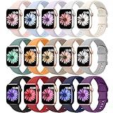 15 Pack Soft Silicone Bands Compatible with Apple Watch Band 40mm 41mm 38mm 45mm 44mm 42mm 46mm 49mm for Women Men,Sport iWatch bands Replacement Strap Wristbands for iWatch SE Series 10 9 8 7 6 5 4 3