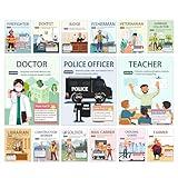 15 Pcs exquisite community assistant posters for classroom and vocational education, helping students easily understand various professions, making them an excellent choice for teacher gifts.8X10inch, Unframed