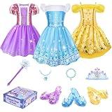 Meland Princess Dress Up for Girls 3-6, Dress Up Clothes for Girls with Princess Shoes Toy, Birthday Gift for Toddlers