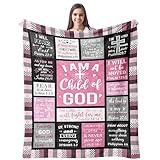 CUJUYO Christian Gifts for Women Blanket 60"x50" - I Am a Child of God Blankets - Inspirational Religious Birthday Catholic Spiritual & Baptism Confirmation Gifts for Girls