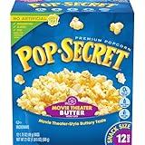Pop Secret Microwave Popcorn, Movie Theater Butter Flavor, 1.75 Oz Snack Bags, (Pack of 12)