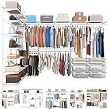 Custom Closet Organizer System Wall Mounted, Adjustable and Expandable Metal Wire Shelving, Custom DIY Closet Kit for Bedrooms, Storage Shelves for Clothes Shoes and Handbags