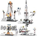 Easter Basket Essentials Stuffers Toys for Kids Boys Girls, Space Exploration Shuttle Toys for Aged 6-12, 4 in 1 STEM Rocket Building Set with 4 Astronauts, Kids Easter Hunt Party Favor Birthday Gifts