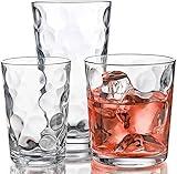 Home Essentials & Beyond Glassware Set 18 Piece Mixed Drinkware Set. 6 Highball Tumblers-17 oz., 6 Rock Whiskey-13 oz., and 6 Juice-7 oz. All Size Glass Cups Drinking Glasses.