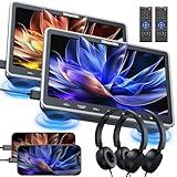 GOnavidio 10.1" Dual Car DVD Players for Kids with HDMI Input 2 Headphones Mounting Bracket, Support Same/Different DVD Playing, Last Memory, Region Free, USB SD Card, No Battery(2 DVD Players)